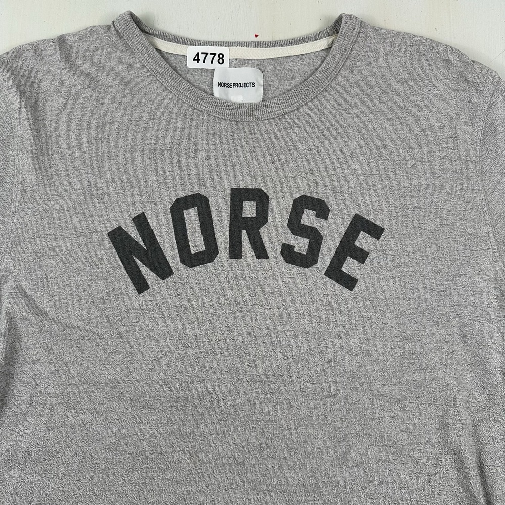 VTG Norse Projects Logo T-shirt Men Large Distressed Gray Heavyweight‎ Holes